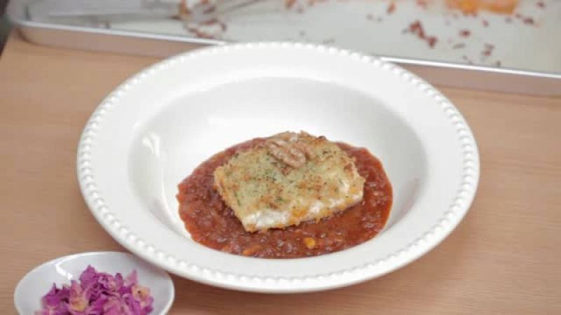 سمك الهلبوت المحمر مع الصلصة التونسية الحارة