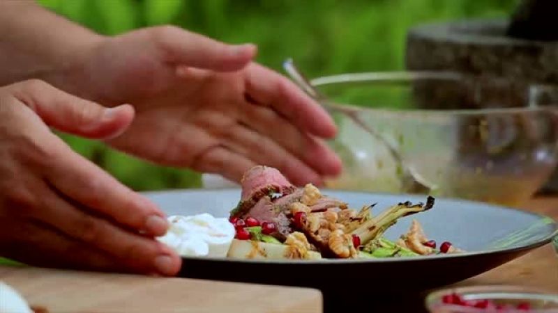 ستيك الفلانك مع الهليون