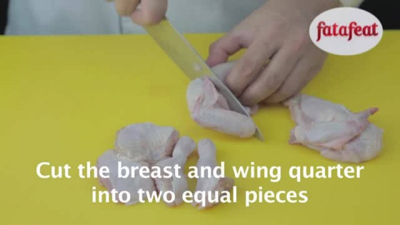 Lesson: Cutting chicken into quarters and eighths bone in - Fatafeat Academy…