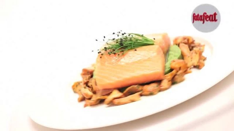 كونفي السلمون و فطر الجيرول بالأعشاب و بيوريه الفاصوليا البيضة - ولا…