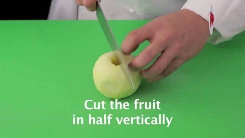 Lesson: Slicing apples and hard fruits into half moon - Fatafeat Academy…