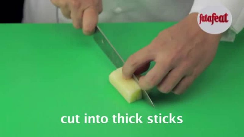 Lesson: Cutting potato into thick sticks - Fatafeat Academy - Fatafeat