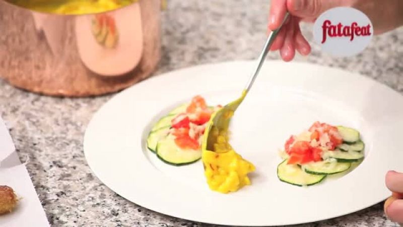 البنكرياس المقلي و سباتزلي بصوص الزعفران و غراتان الكوسا - فتافيت